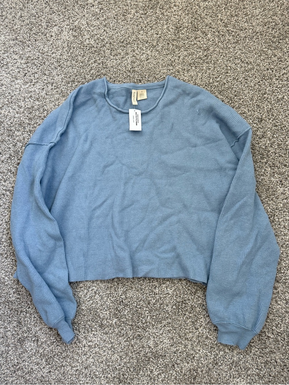 Sky and Sparrow Light Blue Cropped Crewneck Sweater